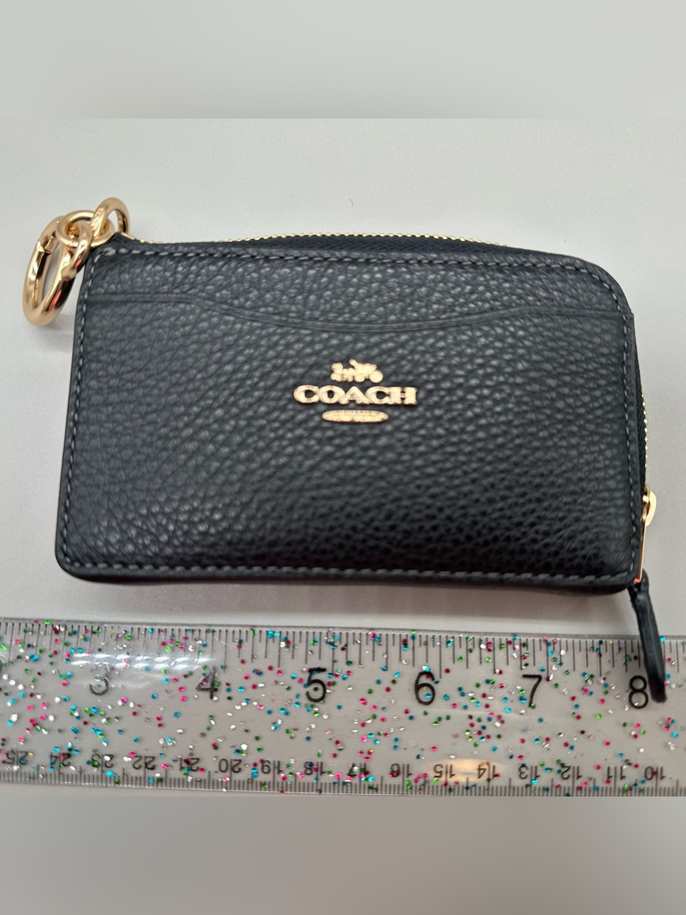 Coach Multifunction Zip Card Case Black Pebbled Leather with Gold tone Hardware - Picture 2 of 5